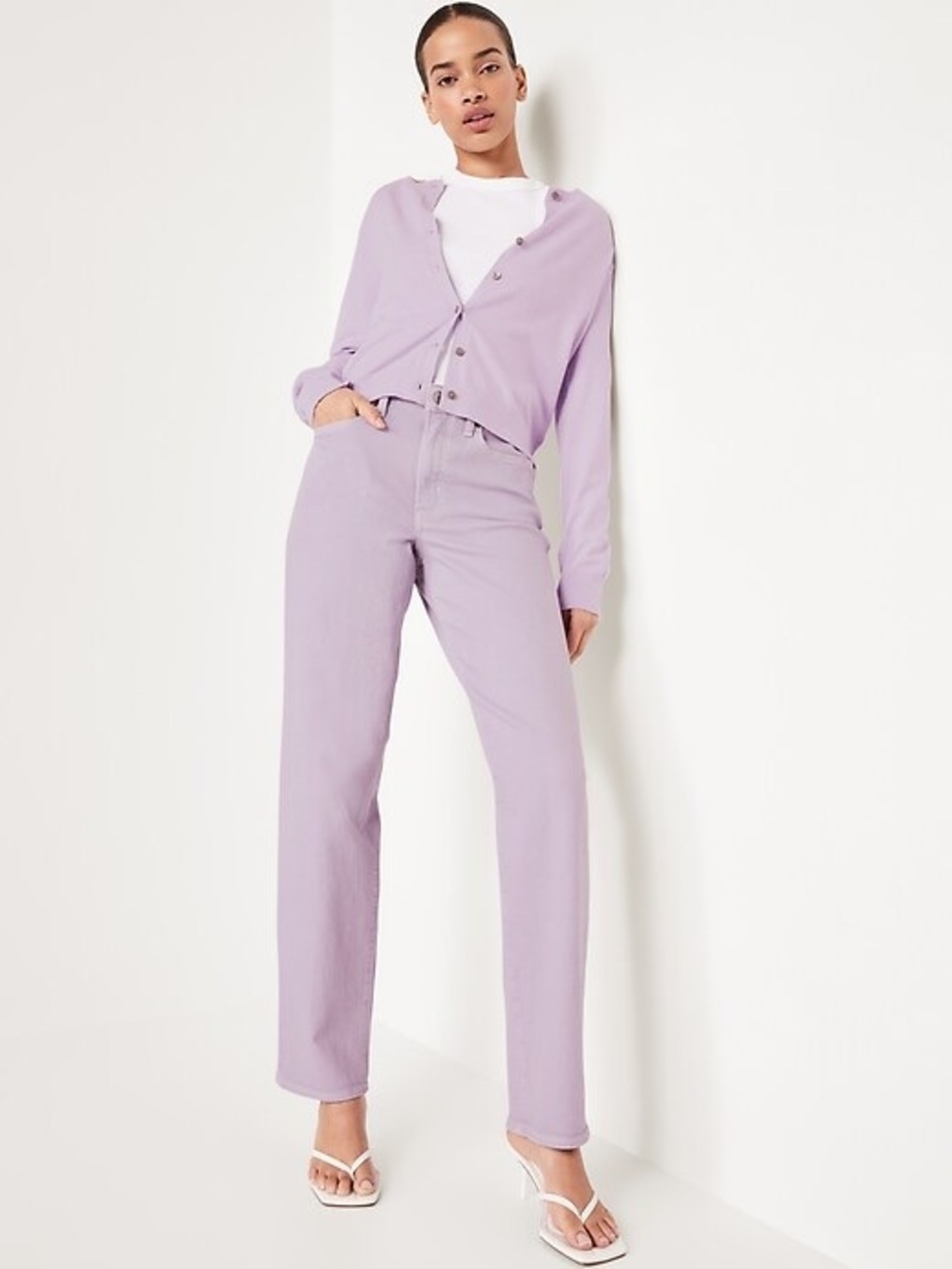 NWT Old Navy High-Waisted OG Loose Jeans Lilac Purple TALL Size 8